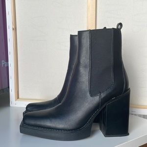 ASOS Black Square Toe Platform Boots